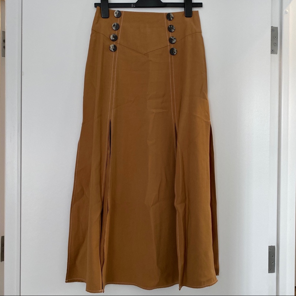 Topshop midi split skirt tan color